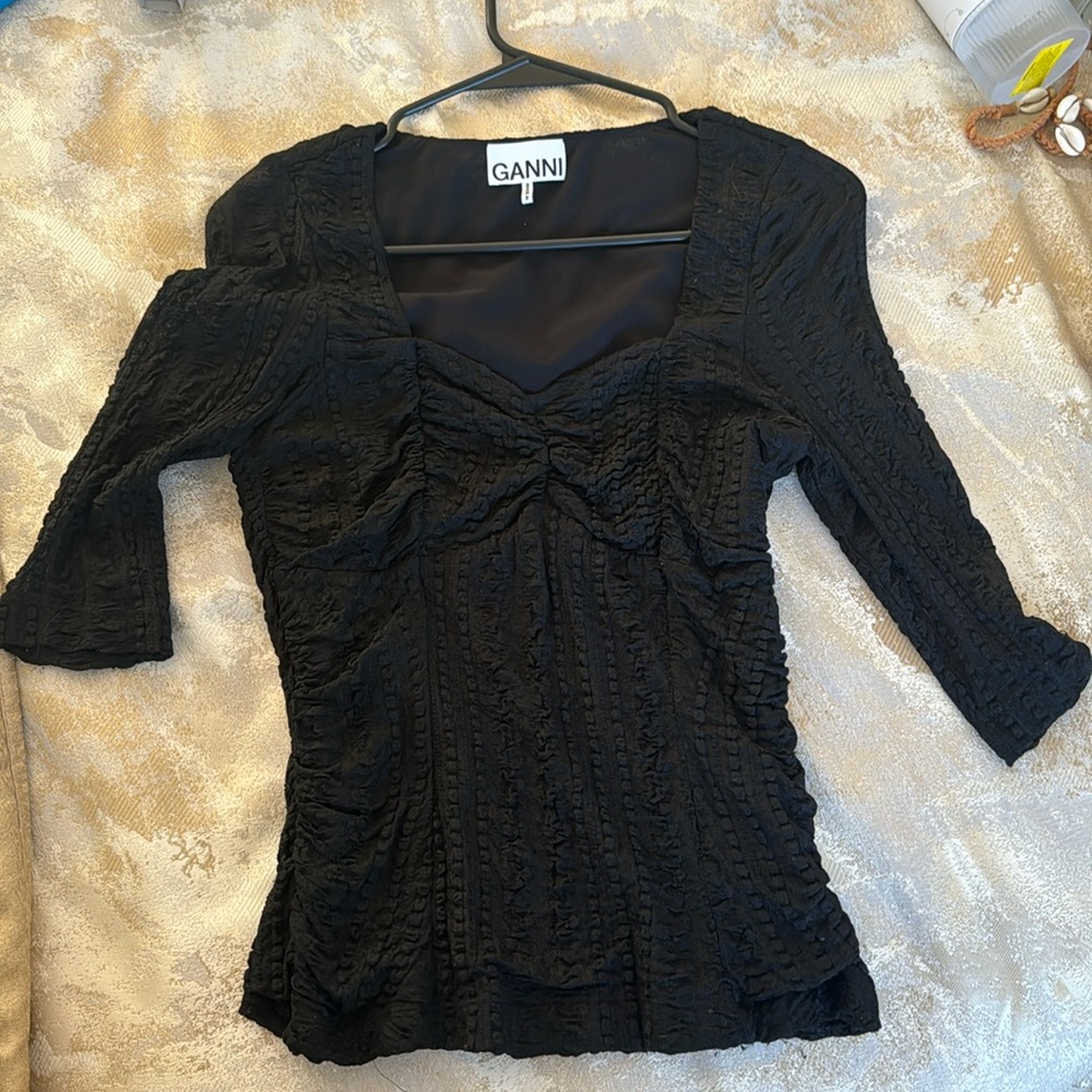 Ganni little black blouse.